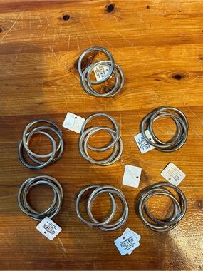 Lot of 7 Crate & Barrel Silver-Tone Napkin Rings